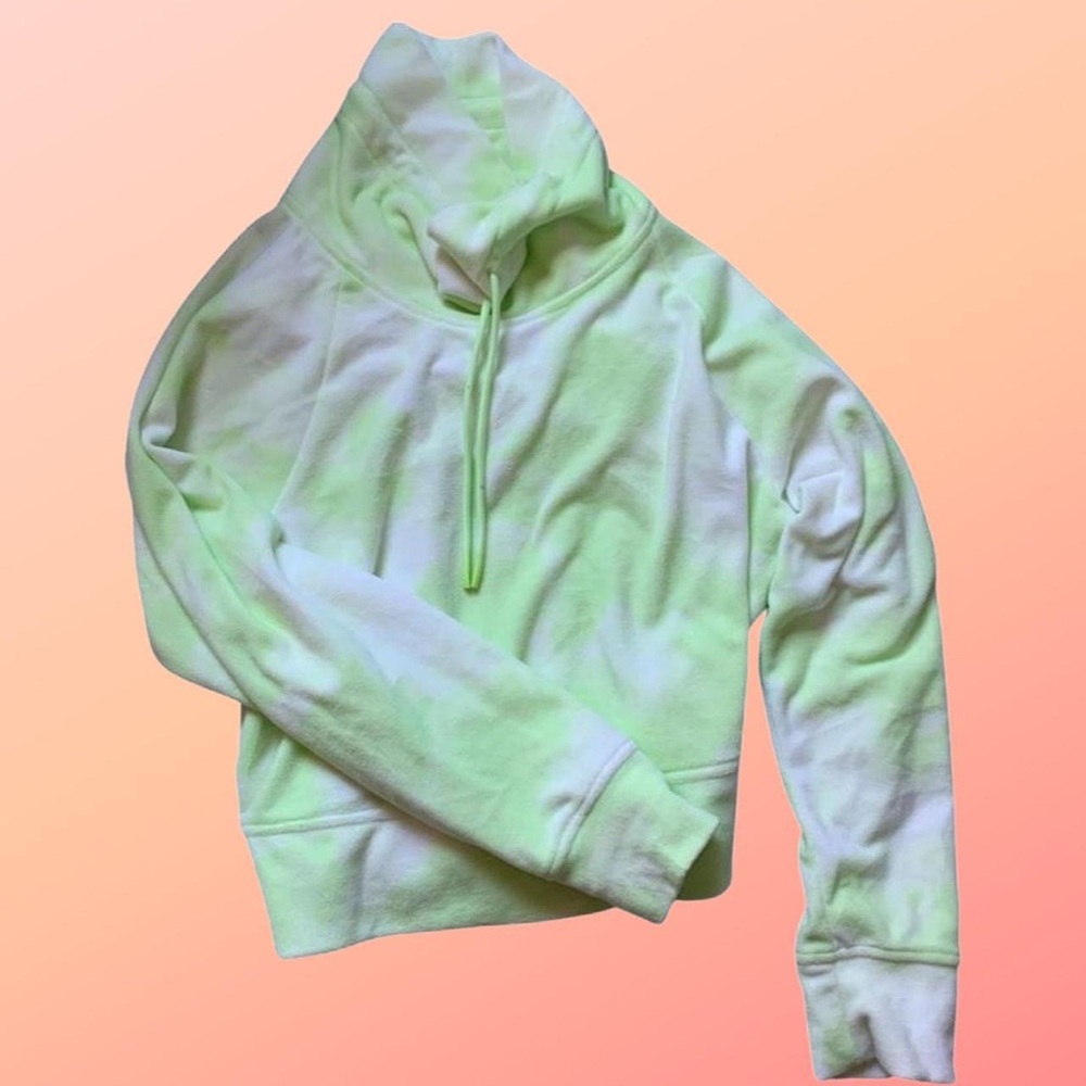 Go Soft Lime Green and White Tie Dye Pattern Cowl Neck Sweatshirt 🍈💚